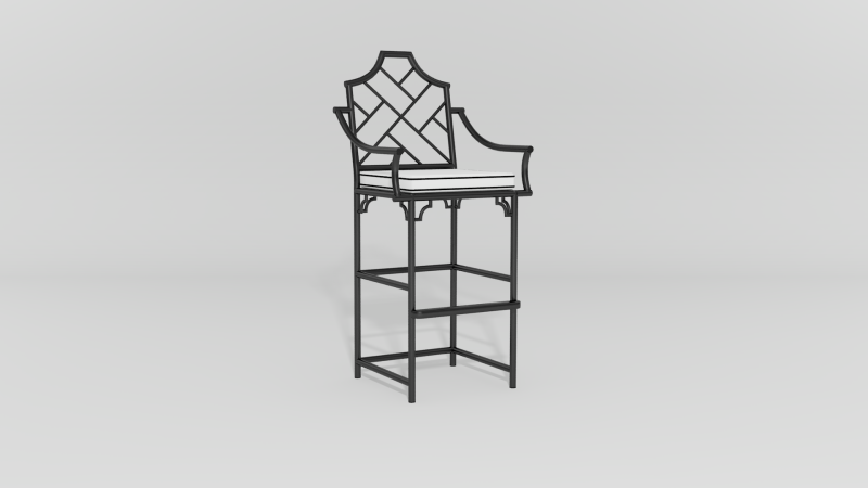 Item #6303, Chinese Chippendale Barstool with Arms