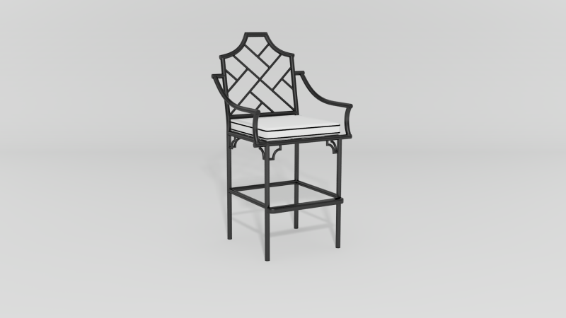 Item #6305, Chinese Chippendale Counter Stool with Arms