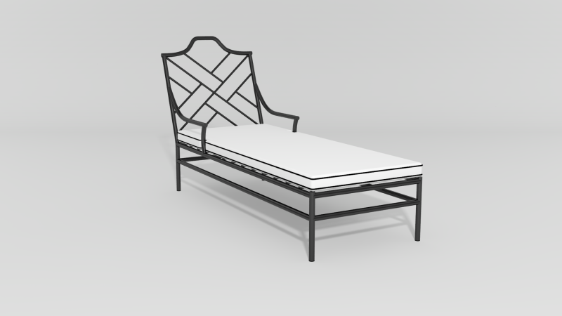 Item #6310, Chinese Chippendale Chaise Lounge