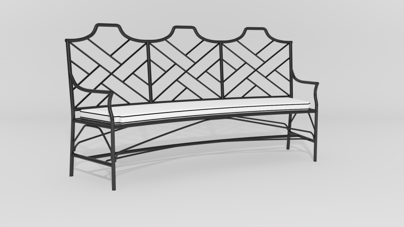 Item #6315, Chinese Chippendale Curved Bench