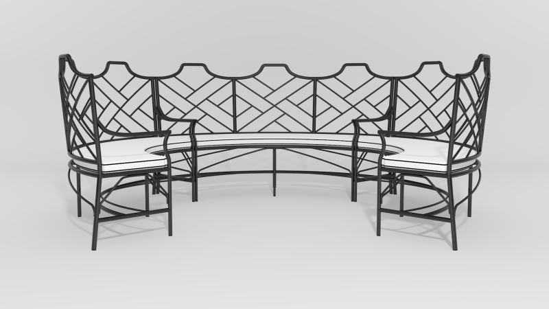 Item #6330, Chinese Chippendale Curved Sectional Set