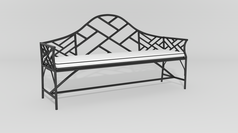 Item #6340, Chinese Chippendale Camelback Bench