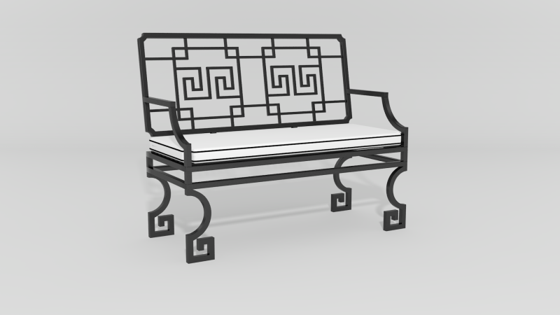 Item #6405, Greek Key Settee