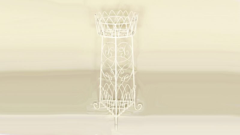 Item #4330, Victorian Wire Basket Plant Stand