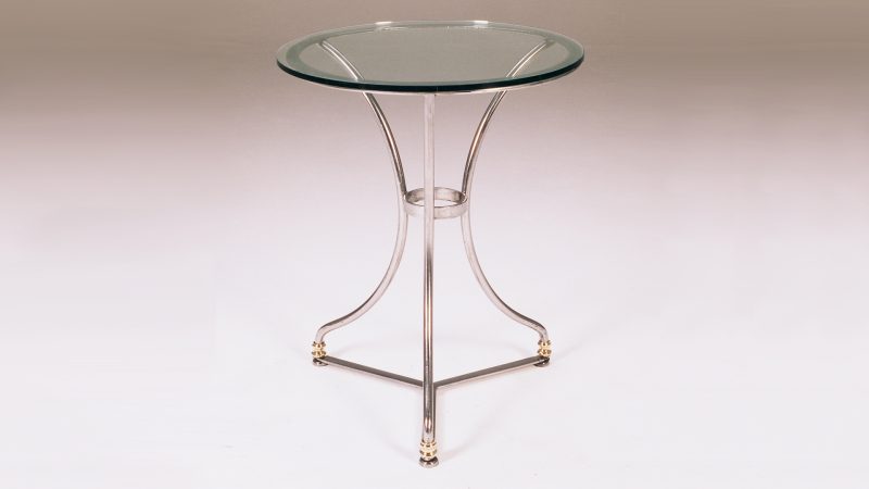 Item #5004, French Polished Steel Round Cafe Table Base