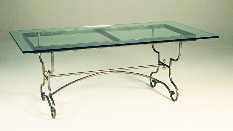 Item #5006, French Polished Steel Oblong Table Base